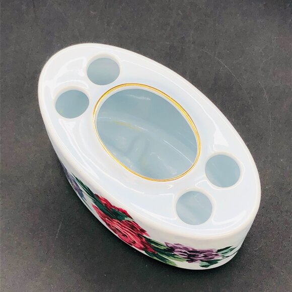 80s Otagiri VICTORIAN ROSE Porcelain Toothbrush Toothpaste Holder, Kimeko Ikeda - Picture 4 of 10